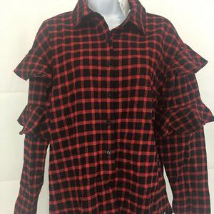 SAGE The Label Women's Shirt Medium Red/Blk Square